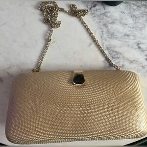 VINTAGE DESENYO BUNTAL straw wicker purse gold chain cute!